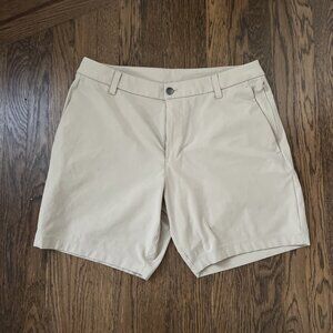 Lululemon Commission Shorts Men's 32 7" Inseam Beige Tan Canvas Chino